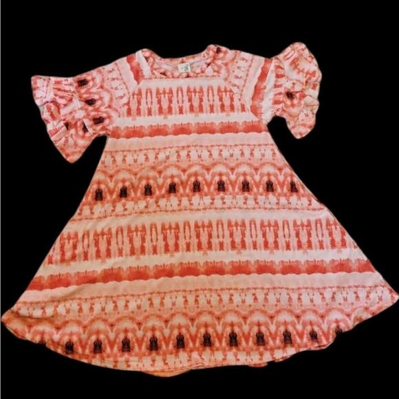 𝅺Lily Bleu ruffled sleeve, tie dye dress with pockets, size Large - Picture 1 of 3